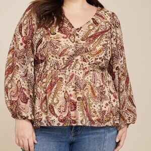 Maurices | Plus Size 2x Paisley Smocked Peplum Blouse
